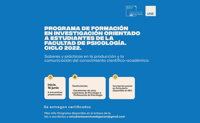 Programa de Formación en Investigación orientado a Estudiantes de la Facultad de Psicología 2022