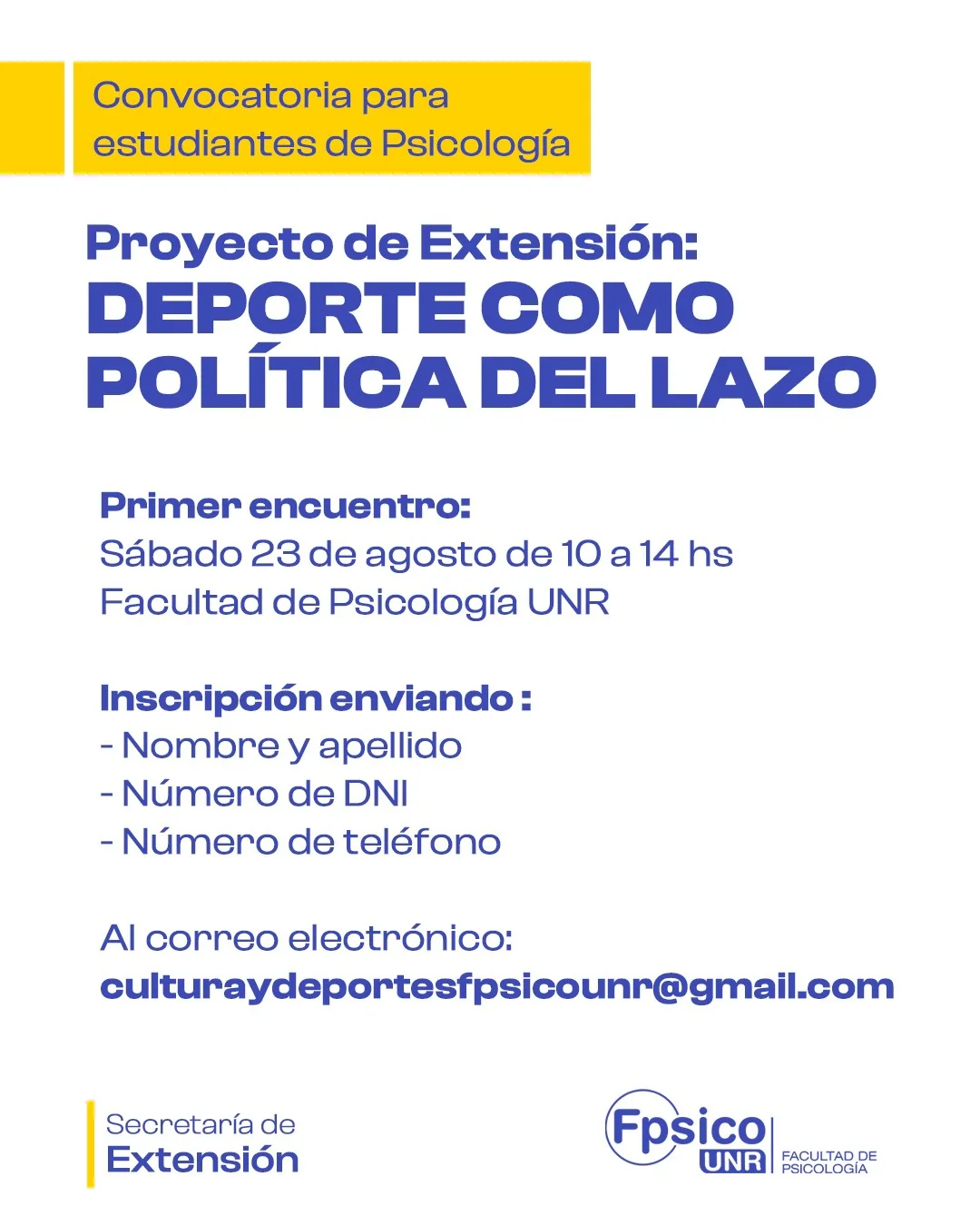 Convocatoria para estudiantes de Psicología.